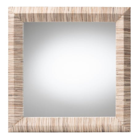 Bali & Pari Adino Bohemian Woven Natural Grasscloth Square Accent Mirror 255-14039-ZORO