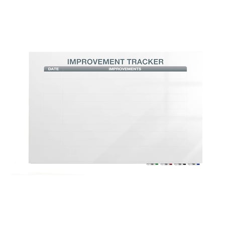 Ghent Manufacturing Aria Low Profile Glassboard, Improvement Tracker 1, Non-Magnetic, 3'H x 4'W GRPARIASN02V-34