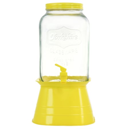 Gibson Home Chiara 2 Gallon Mason Cold Drink  Dispenser with Yellow Metal Base and Lid 130948.02RR