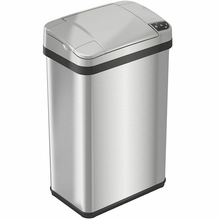 Hls Commercial 4 gal Rectangular Indoor Metal Can, Silver, Touchless Sensor Lid, Stainless Steel, 7 in HLS04SS