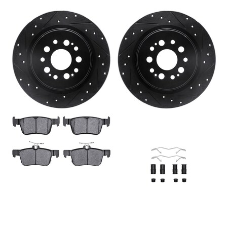 Dynamic Friction Co DFC Rotors-Drilled & Slotted-Black w/ EURO 5000 Ceramic Brake Pads Incl Hdw 8612-59010