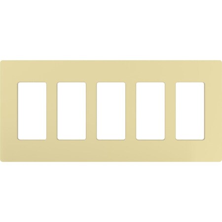 Lutron Designer Wall Plates, Number of Gangs: 5 Gloss Finish, Ivory CW-5-IV