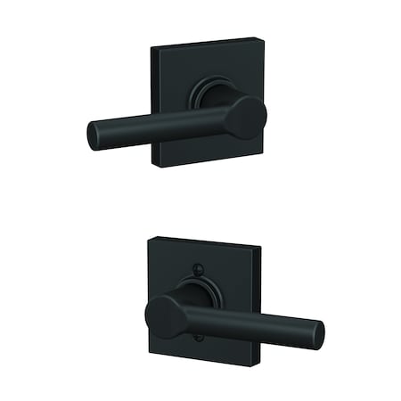 Schlage Residential Broadway Lever with Collins Rose Passage Lock with 16080 Latch and 10027 Strike Matte Black Finish F10BRW622COL