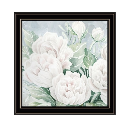 Homeroots Peaceful Peonies In Full Bloom Black Framed Print Wall Art 529729