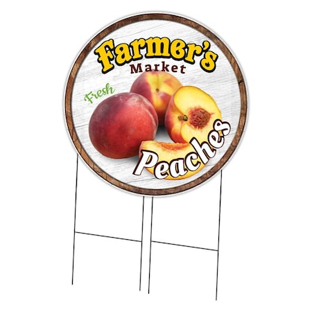 Signmission Farmers Market Peaches Double Sided Corrugated Plastic Circle Yard Sign, C-36-CIR-DS-WS-Peaches C-36-CIR-DS-WS-Peaches