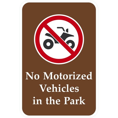Lyle No Motorized Vehicels in the Park (w/graphic), 12x18, Non-Reflective, Brown G-4491-NA_12x18