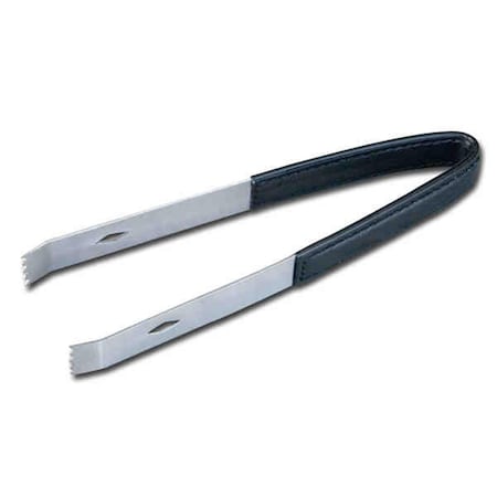 Dacasso Black Leather Ice Tongs with Stainless Steel Structure A1062