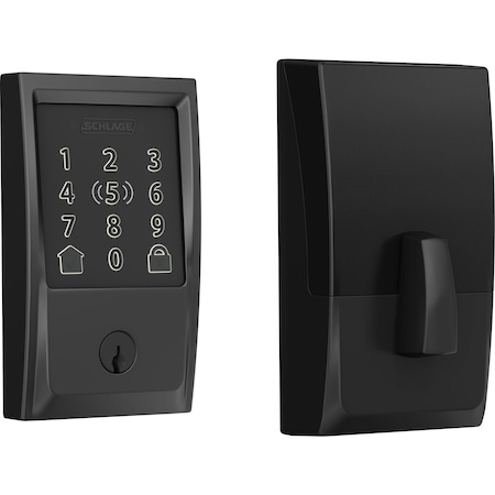 Schlage Residential BE499WBVCEN622 12-351 10-116 KD Century Encode Plus 1-Cyl Deadbolt - Matte Black BE499CEN622