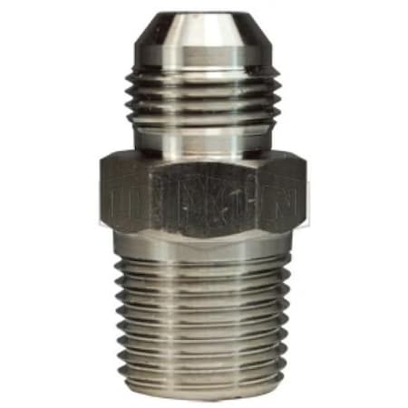 Dixon The Right Connection Flare to Pipe Adapter, 7/16-20 x 1/4-18 Nominal, 37Deg Male JIC Flare x Male NP SS2404-4-4