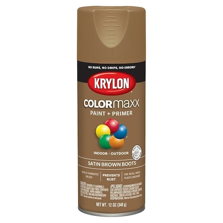 Krylon Enamel Spray Paint, Satin, Brown Boots, 12 oz, Can K05559007