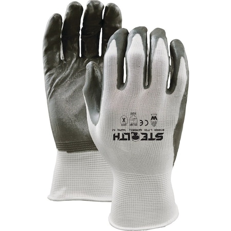 Watson Gloves Nitrile, lightly textured, Palm, Gray; White, M 1 PR 389-M