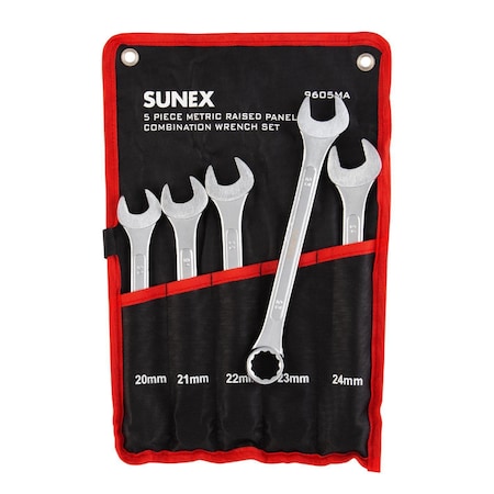 Sunex 5 Pc. Metric Raised Panel Combination Wrench Set 9605MA