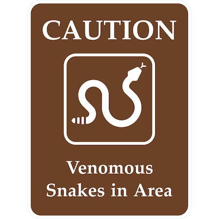 Lyle Caution Venomous Snakes In Area (W/Sym), 18x24, High Intensity Prismatic, Brown G-10590-HI_18x24