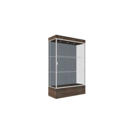 Ghent 76''H x 48''W x 20''D Edge Display Case 12'' Base w/ Blue Steel & Satin Frame 94LFBS-SN-CTK