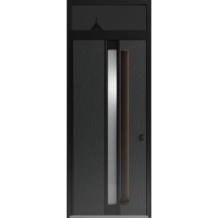 Vdomdoors Aluminum Door with Hidden Handle Hiddex 0155 Ardesia Nero Entry Steel Metal Modern Painted W36xH80+ HIDDEX0155EXD-BLK-W36xH80+12-RH-I