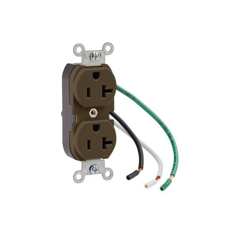 Leviton Commercial Grade Duplex Receptacle, 20 Amp, 125 Volt, Brown 5340