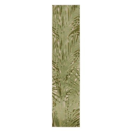 Homeroots 8' Ivory And Green Palm Leaf Indoor Outdoor Runner Rug 548045