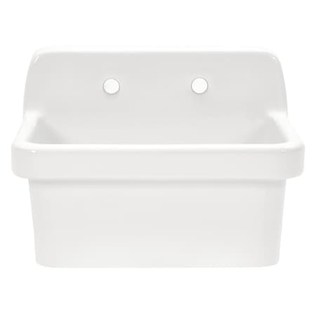 Kingston Brass 24" Ceramic Single Bowl Wall Mount Kitchen Sink with Strainer, Glossy White GPKWS241917