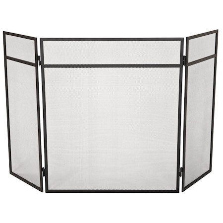 Home Impressions 3-Panel Black Mesh Decorative Fireplace Screen FS-1011