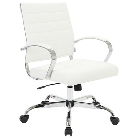 Leisuremod Benmar Leather Office Chair, White BO19WL