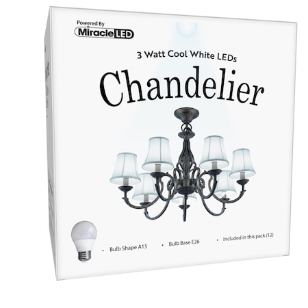 Miracle Led Chandelier Light Bulbs, Cool Tone Bright Daylight, 3W LED, 12-Pack, 2PK 803869