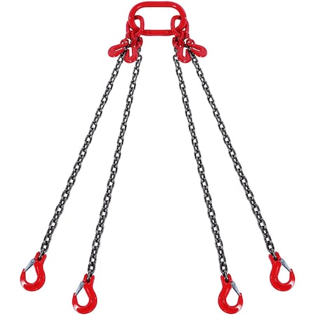 Vevor 3/8" x 10' Chain Sling 4 Legs G80 Lifting Chain with Grab Hooks 18400 lbs DL10mmx3m-4A
