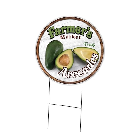 Signmission Farmers Market Avocados Double Sided Corrugated Plastic Circle Yard Sign, C-16-CIR-DS-WS- Avocados C-16-CIR-DS-WS- Avocados
