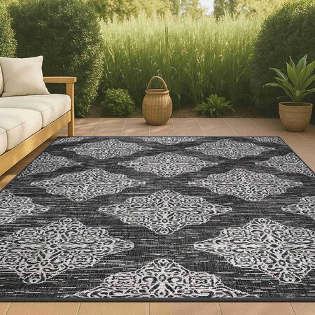 Jonathan Y Tuscany Ornate Medallions Black/Ivory 3 ft. x 5 ft. Indoor/Outdoor Area Rug SMB121B-3