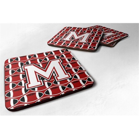 Carolines Treasures Letter M Football Cardinal and White Foam Coaster, Set of 4 CJ1082-MFC