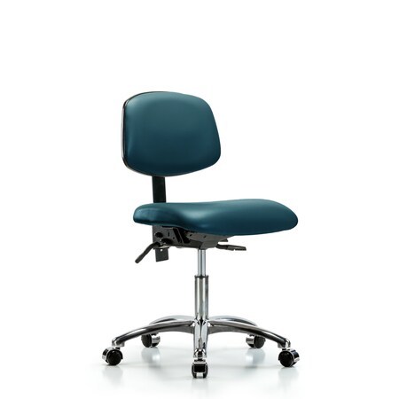 Blue Ridge Ergonomics Vinyl Chair Chrome, Desk, Casters, Royal BR-VDHCH-CR-T0-A0-CC-8801