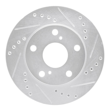 Dynamic Friction Co DFC Brake Rotor - Drilled and Slotted - Silver 631-76051R