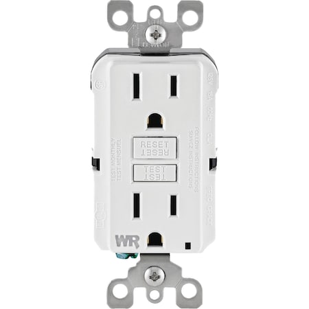 Leviton SmartlockPro Self-Test 15A White Residential Grade Tamper & Weather Resistant 5-15R GFCI Outlet R12-GFWT1-0KW
