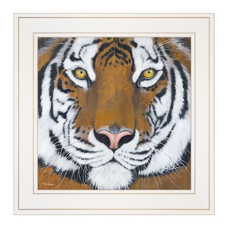 Homeroots Tiger Gaze 1 White Framed Print Wall Art 404338