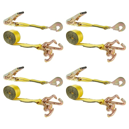 Mytee Products 2 in x 8 ft RTJ Cluster Ratchet Straps Car Hauler Tow Wrecker Straps, 4PK RSRTJ28x4