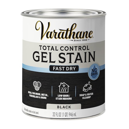 Varathane One Step Water-Based Gel Wood Stain, Black, 1 Quart 245249