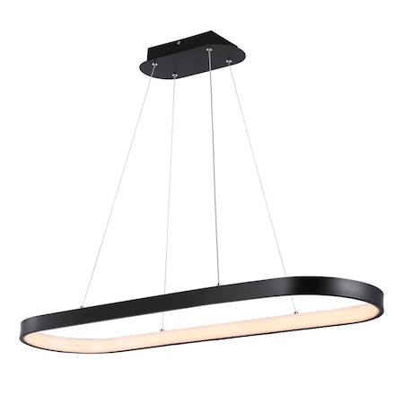 Jonathan Y Nolan 38.75" Modern Bohemian Iron Linear Integrated LED Pendant, Black JYL7120A