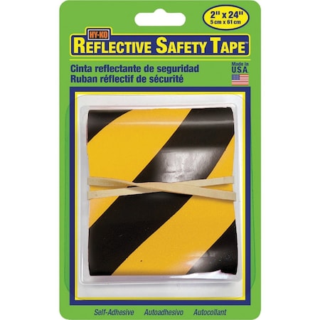 Hy-Ko 2'' W.x24'' L. Yellow & Black Stripe Reflective Safety Tape TAPE-1