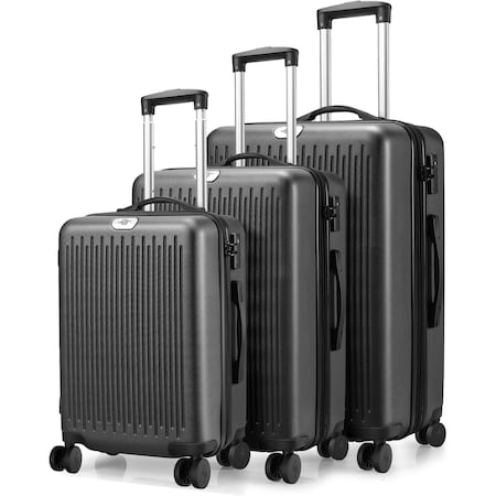 Suitour 3 Piece Luggage Sets Expandable, Hardshell Travel Suitcase with Double Spinner Wheels and TSA Lock,  APLUGSETSBLK