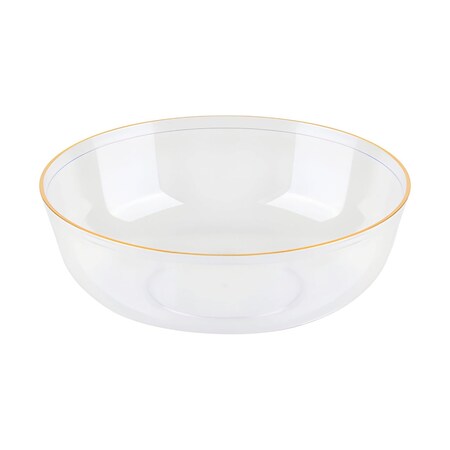 Smarty Had A Party Clear with Gold Flat Plastic Soup Bowls (16 oz.), 120PK 8316-CLG-CASE