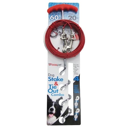 Boss Pet Tie Out Spiral Stake/Cable 01316