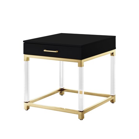 Homeroots 24" Gold and Black End Table with Drawer 544058