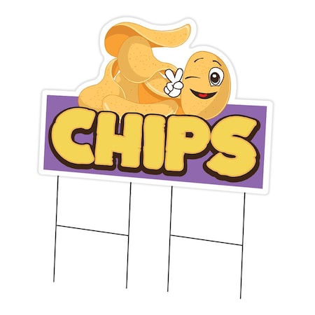 Signmission Chips 2 Die Cut Yard Sign & Stake outdoor plastic coroplast window, C-DC-2436-Chips 219 C-DC-2436-Chips 219
