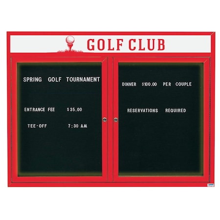 Aarco Illuminated Outdoor Enclosed Directory w/ Al Frame Header, Powder Coated Red, 36''Hx48''W OADC3648HIR