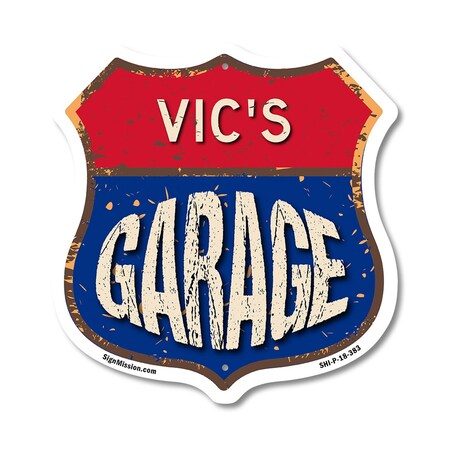 Signmission Vic's Garage, 18 Inch X 18 Inch, Plastic Sign SHI-P-18-383-VIC