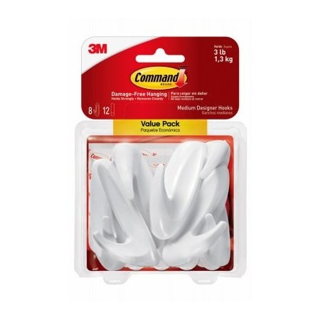 3M MED WHT Design Hook, PR 17081-8ES