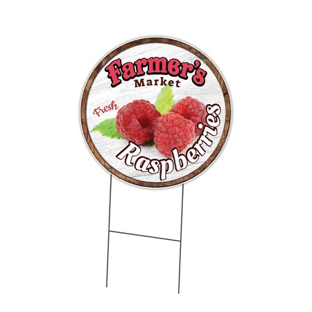 Signmission Farmers Market Raspberries Double Sided Corrugated Plastic Circle Yard, C-24-CIR-DS-WS-Raspberries C-24-CIR-DS-WS-Raspberries