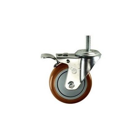 Service Caster 4 Inch SS Maroon Polyurethane 12mm Threaded Stem Caster Total Lock Brake SCC SCC-SSTSTTL20S414-PPUB-MRN-M1215