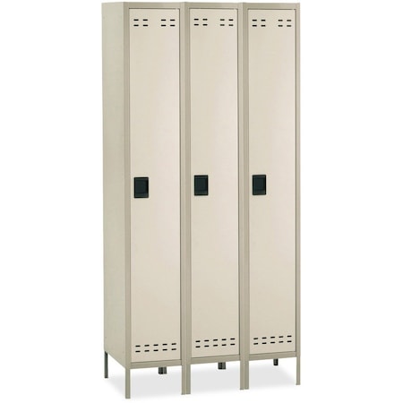 Safco Wardrobe Locker, 36 in W, 18 in D, 78 in H, (1) Tier, (3) Wide, Tan 5525TN