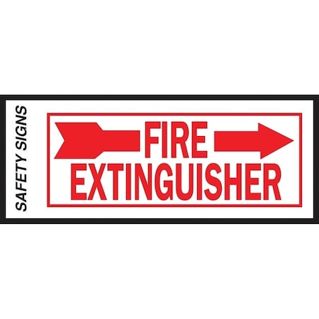 Hy-Ko Safety Sign, Fire Extinguisher Right Arrow, Red Legend, Vinyl, 10 in W x 4 in H Dimensions FE-2R