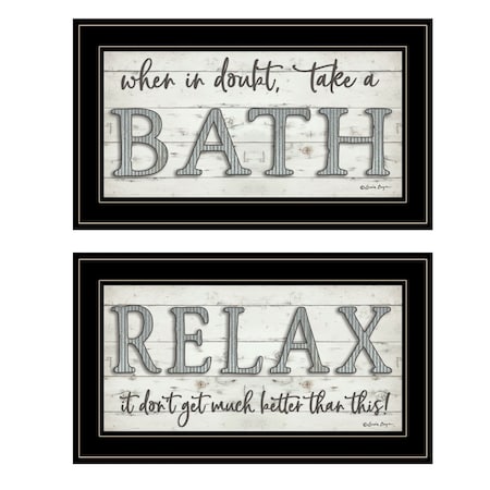 Homeroots Set Of Two Bath Relax 2 Black Framed Print Bathroom Wall Art, 2PK 407099